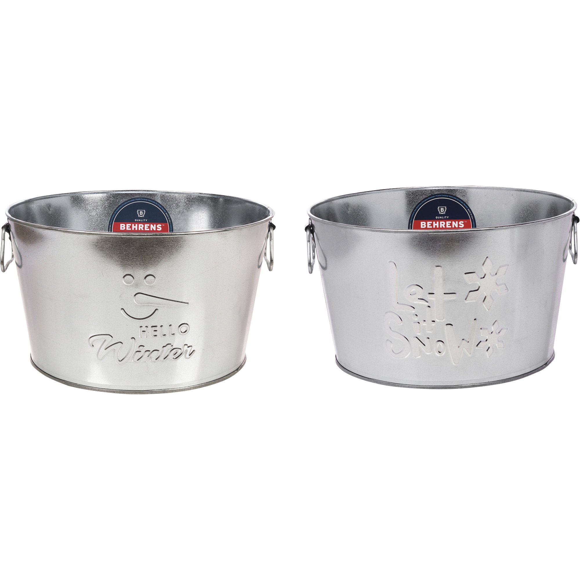 Behrens Seasonal Embossed Galvanized Steel Round Tubs — Set of 2